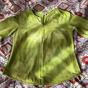 Zara Vintage Green Tie Dye V-Neck Top